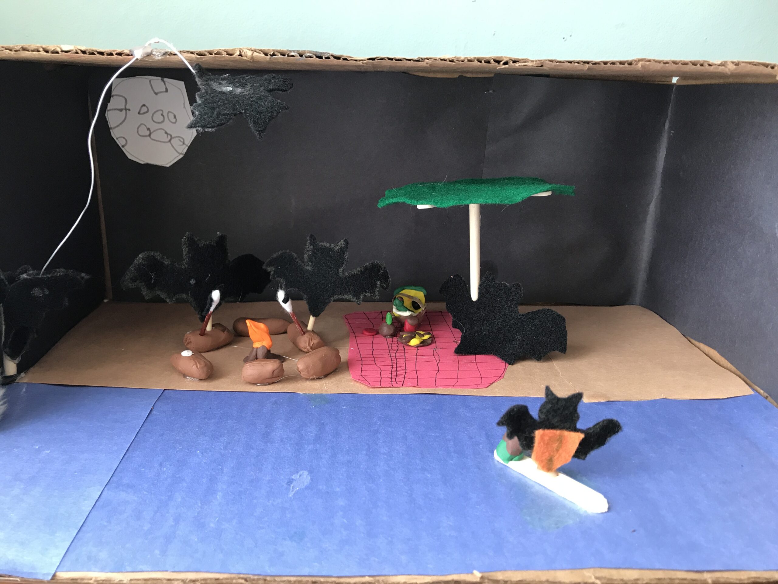 Millie's book report on "Bats at the Beach"