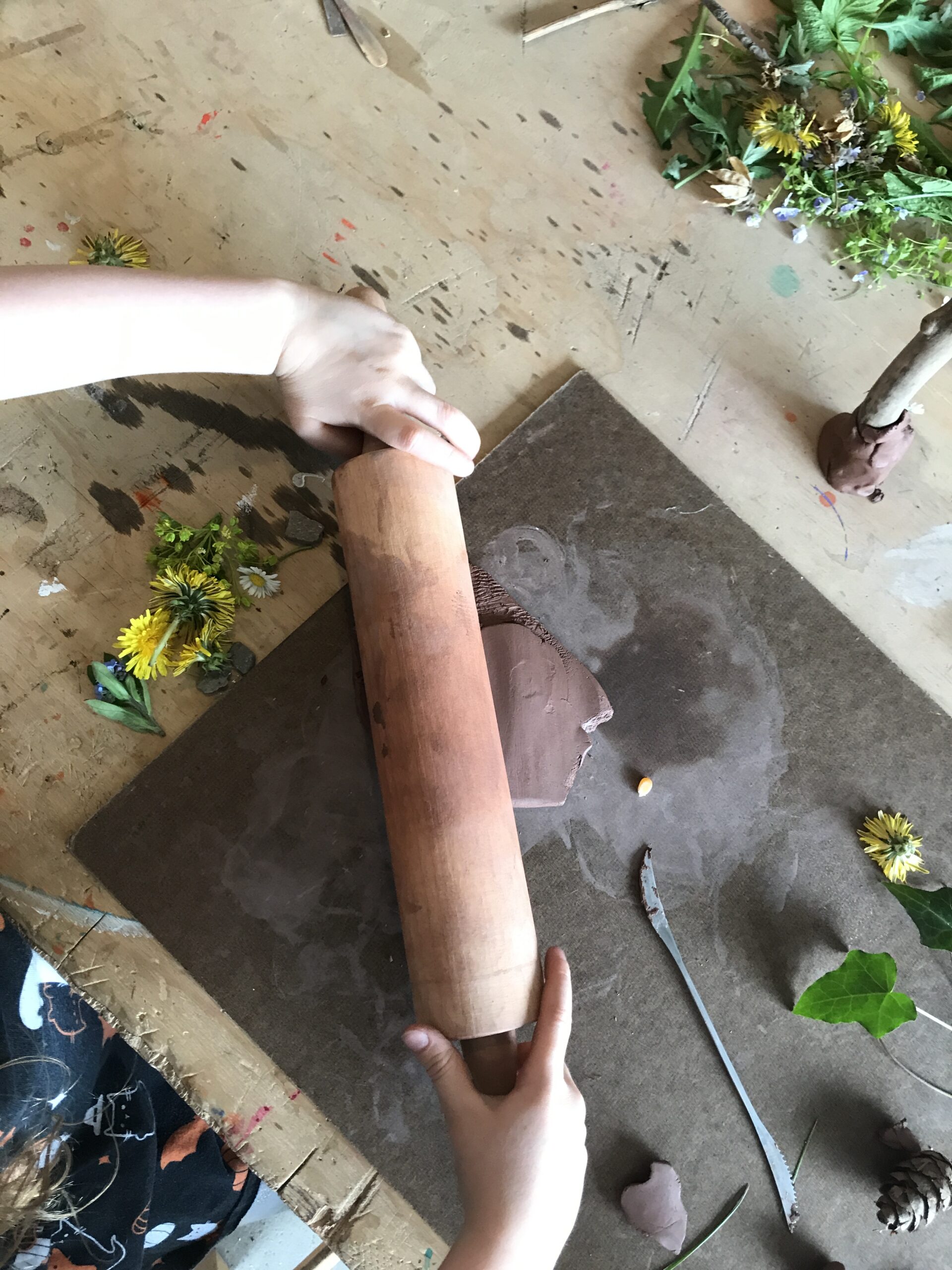 hands on rolling pin